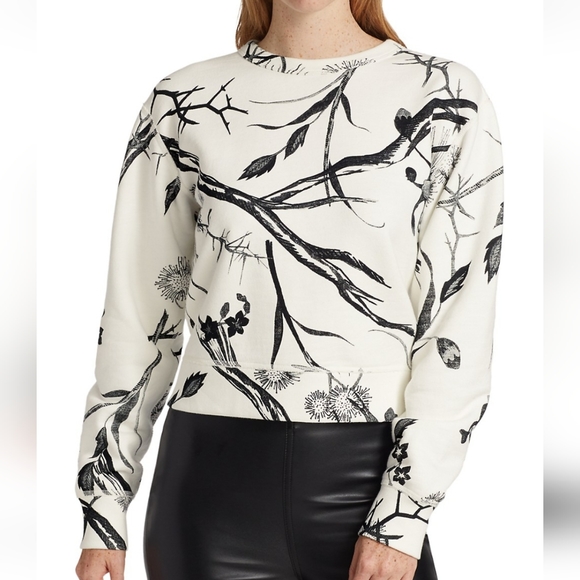 Rag & Bone Floral Long Sleeve Crew Neck Sweatshirt Black White nwt - Picture 4 of 12
